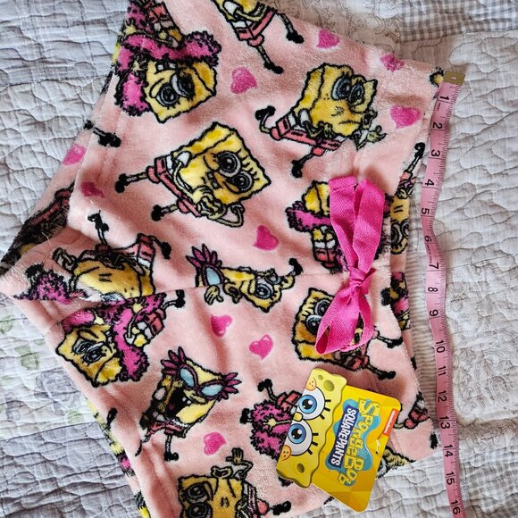 NWT Two Pairs Fuzzy Juniors Pajama Shorts Shrek & SpongeBob Mediums - Picture 3 of 5